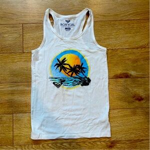 Roxy White Tank Top with Palm Tree Graphic